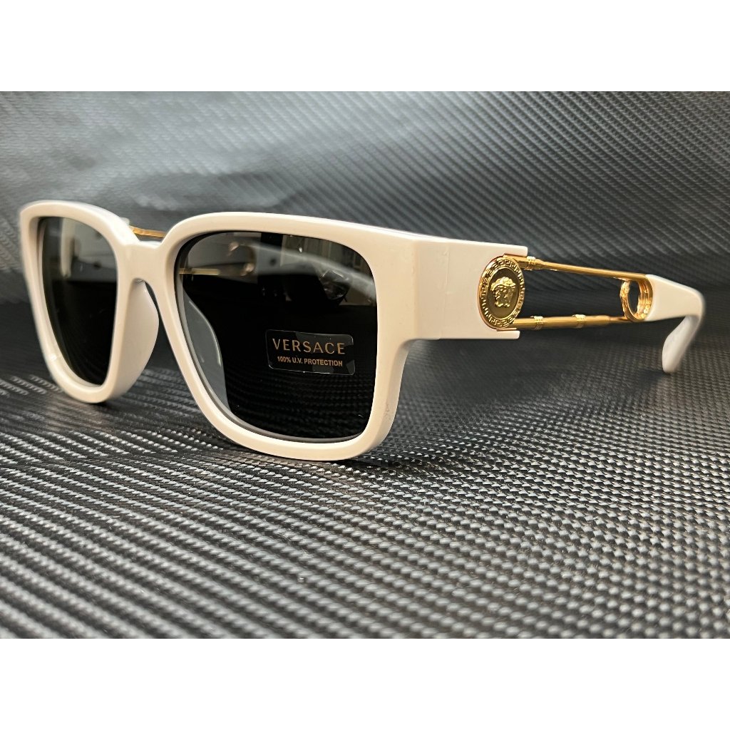 Versace Men's White Gold Trim 57mm Sunglasses New